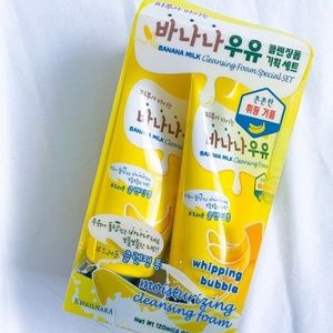 NEW - 2pc Kwailnara Banana Milk Body Facial Cleansing Foam